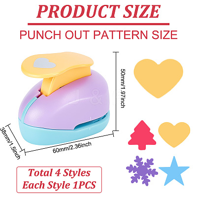 4Pcs 4 Colors Plastic Craft Punch for Scrapbooking & Paper Crafts TOOL-FG0001-11-1