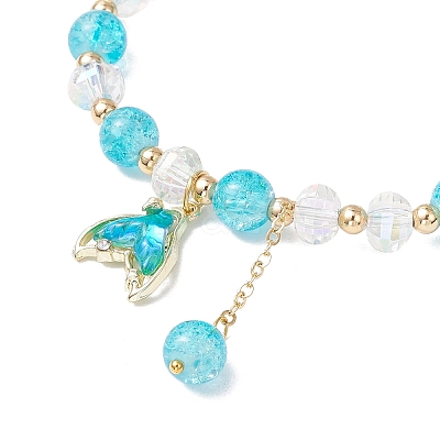 4Pcs Brass Glass Beads Stretch Bracelets BJEW-JB11769-01-1