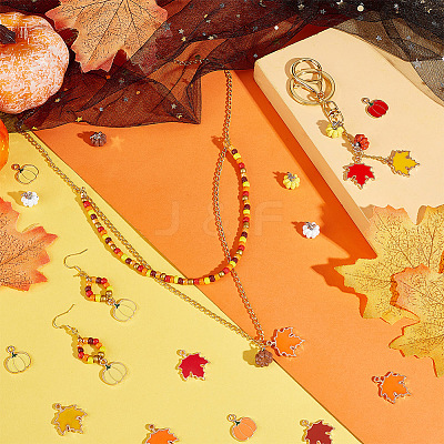 12 Style Autumn Theme Alloy Enamel Pendants ENAM-OC0001-14-1