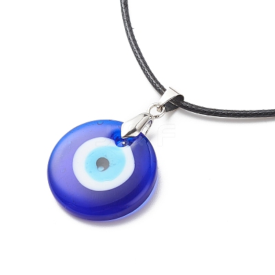 3Pcs 3 Size Lampwork Evil Eye Pendant Necklaces Set with Waxed Cords for Women NJEW-JN03954-1