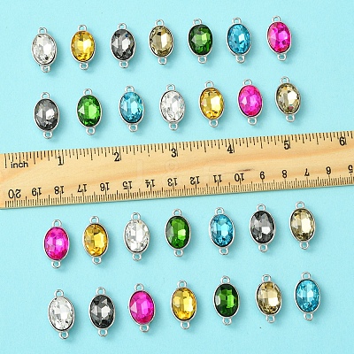 28Pcs 7 Colors Alloy Glass Links/Connectors GLAA-FS0001-93-1