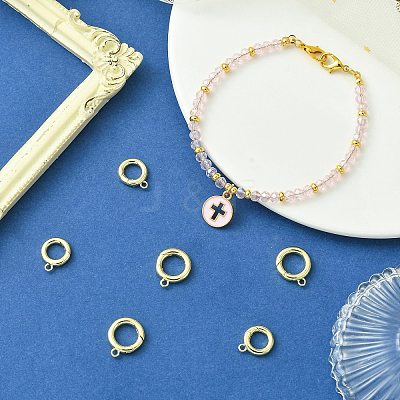 6Pcs 2 Styles Rack Plating Brass Spring Gate Clasps KK-CJ0002-61-1