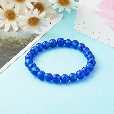 Handmade Silver Foil Glass Beaded Stretch Bracelets BJEW-JB06464-1