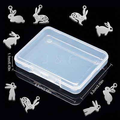 24Pcs 4 Style 201 Stainless Steel Bunny Charms STAS-SC0003-43-1