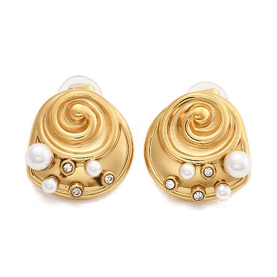 304 Stainless Steel Clear Cubic Zirconia Stud Earrings EJEW-R020-05G-03-1