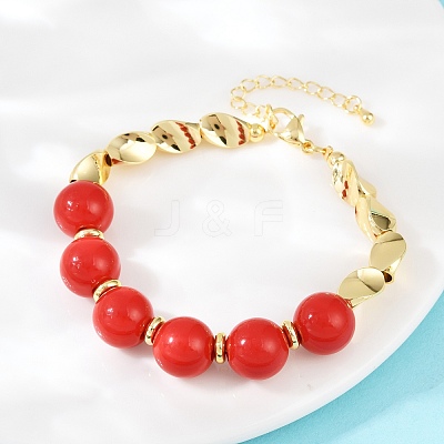 Brass Bead Bracelets BJEW-C112-09G-1