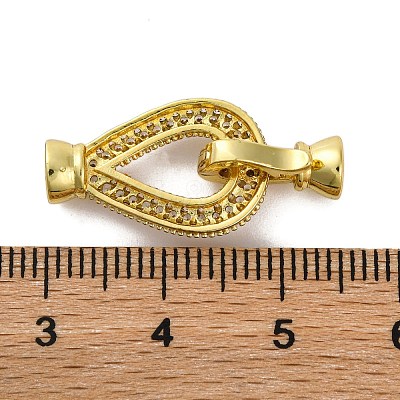 Brass Micro Pave Clear Cubic Zirconia Fold Over Clasps KK-A230-09G-1