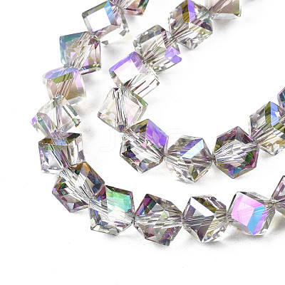 Electroplate Transparent Glass Beads Strands EGLA-N002-29-C01-1