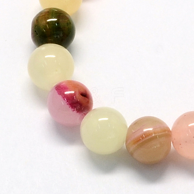 Natural Dyed Green Jade Gemstone Bead Strands G-R273-8mm-01-1