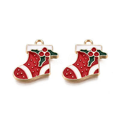 Golden Plated Alloy Enamel Pendants X-ENAM-T009-93-RS-1