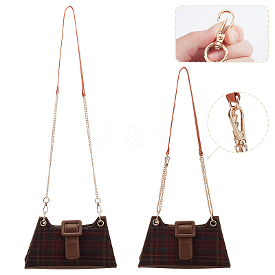 4Pcs 4 Colors PU Leather Alloy Purse Chains FIND-AR0005-99G-1