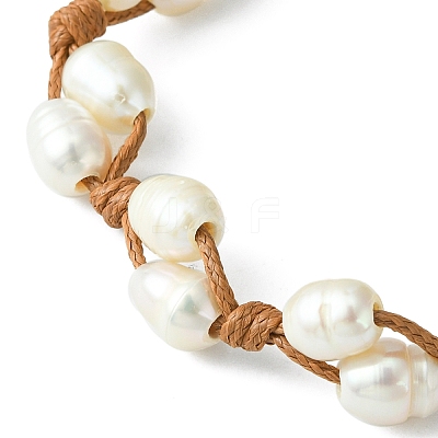 Natural Pearl Braided Bead Bracelets with Waxed Polyester Cords BJEW-TA00291-1