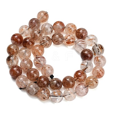Natural Black Gold Rutilated Quartz Beads Strands G-L657-B02-10mm-1