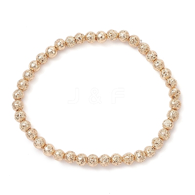 Electroplated Natural Lava Rock Round Beads Stretch Bracelets for Women Men BJEW-JB11982-03-1