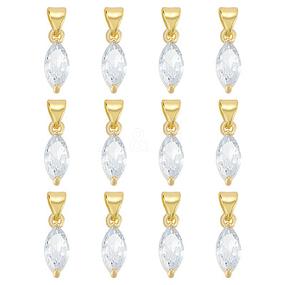 12PCS Brass Cubic Zirconia Charms KK-BC0012-84-1