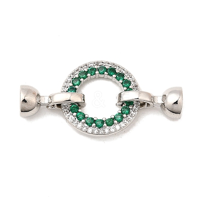 Brass Micro Pave Clear Cubic Zirconia Fold Over Clasps KK-U059-54P-1