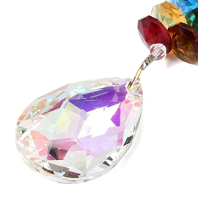Alloy Glass Teardrop & Star Charm Suncatchers HJEW-E013-02G-1