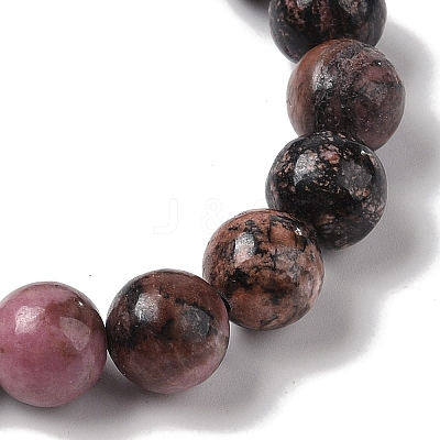 10mm Round Natural Rhodonite Braided Bead Bracelets BJEW-C067-01C-13-1