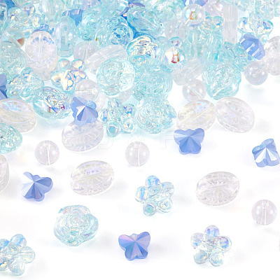 100Pcs 5 Styles Electroplate Transparent Glass Beads EGLA-TA0013-35A-1