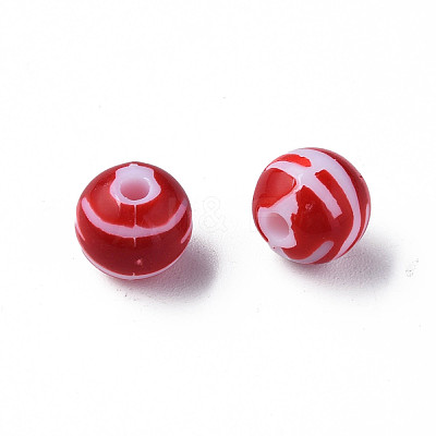 Opaque Striped Acrylic Beads MACR-S373-27D-01-1