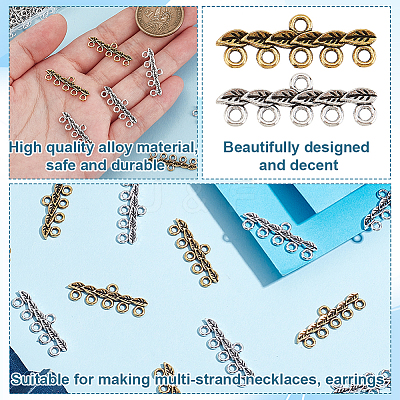 120Pcs 2 Colors Tibetan Style Alloy Chandelier Components Links FIND-GO0003-39-1