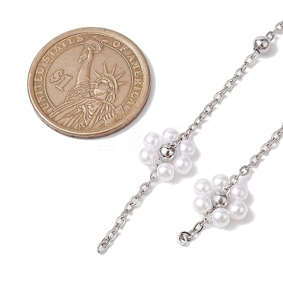 Flower Handmade Acrylic Imitation Pearl Beaded Link Chain AJEW-JB01208-02-1