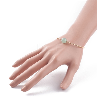Natural Green Aventurine Round Beaded Bangle BJEW-JB07840-02-1