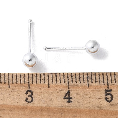 S999 Fine Silver Clear Cubic Zirconia Stud Earrings EJEW-M064-01S-03-1
