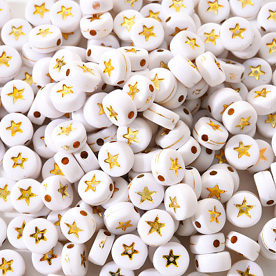 White Opaque Acrylic Beads PACR-YW0001-04A-1
