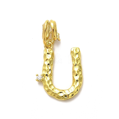 Rack Plating Brass Micro Pave Cubic Zirconia European Dangle Charms KK-L210-015G-U-1