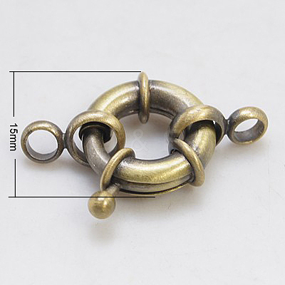 Brass Spring Ring Clasps KK-E266-15mm-AB-NR-1