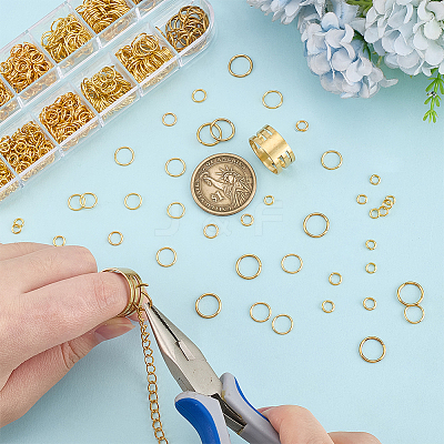 6 Styles Iron & 2Pcs Brass Open Jump Rings IFIN-ME0001-14G-1