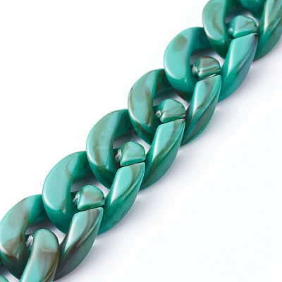 Handmade Acrylic Curb Chains AJEW-JB00679-01-1