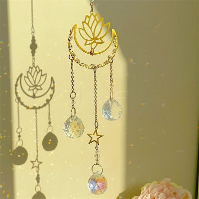 Metal Lotus Moon Window Hanging Suncatchers PW-WG54215-01-1