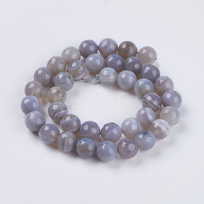 Natural Striped Agate/Banded Agate Beads Strands X-G-G581-10mm-09-1