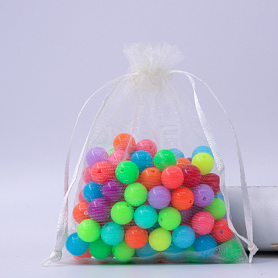 Rectangle Organza Drawstring Bags CON-PW0001-054B-18-1