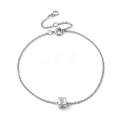 Brass Micro Pave Clear Cubic Zirconia Charms Bracelets BJEW-JB05400-03-1
