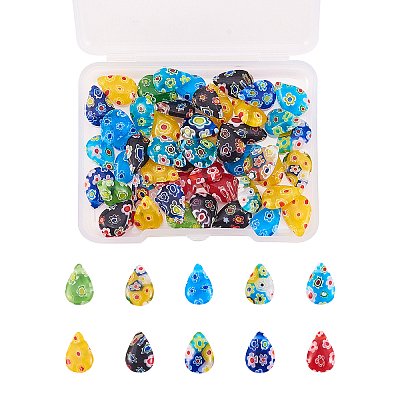 50Pcs Handmade Millefiori Glass Charms LK-CJ0001-07-1