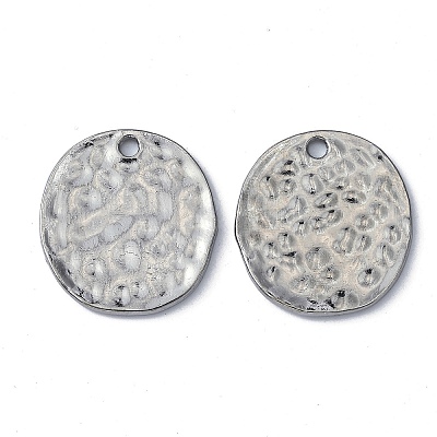 Alloy Blank Flat Round Hammered Pendants LS-PALLOY-M031-07B-1