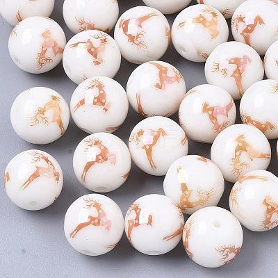 Christmas Opaque Glass Beads EGLA-R113-03A-1