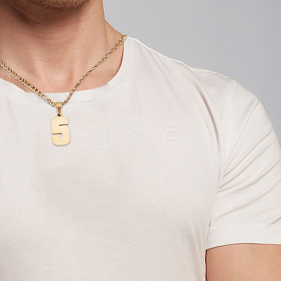1Pc 304 Stainless Steel Figaro Chain Number Pendant Necklaces NJEW-BBC0001-28E-G-1