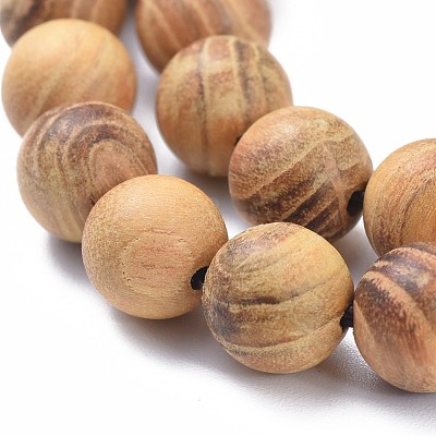 Natural Wood Beads Strands WOOD-F008-05-C-1