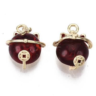 Brass Enamel Resin Pendants KK-N231-150-NF-1