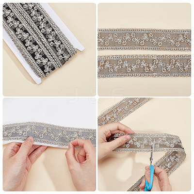 Polyester Hollow Embroidered Lace Trim OCOR-WH0079-13B-1
