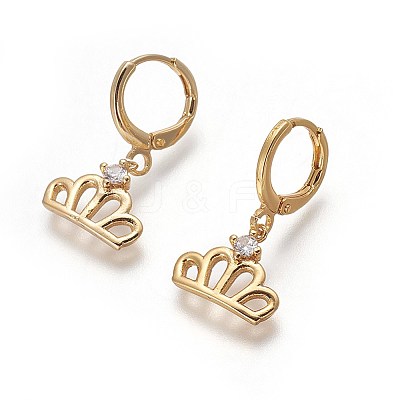 Brass Dangle Hoop Earrings EJEW-F199-03G-1