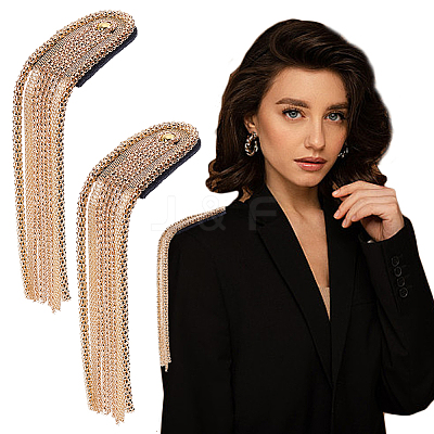 2Pcs Iron Tassel Chain Shoulder Epaulettes DIY-HY0003-58G-1