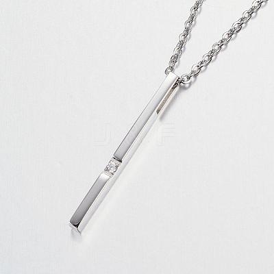 304 Stainless Steel Cubic Zirconia Pendant Necklaces NJEW-P167-24-1