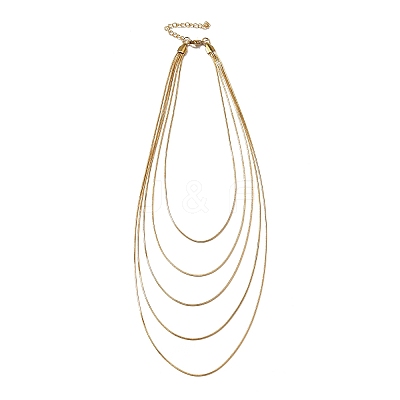 304 Stainless Steel Round Snake Chain Multi Layered Necklaces for Women NJEW-U025-01G-01-1