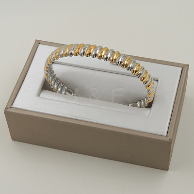 Two Tone 304 Stainless Steel Cuff Bangles for Women WG684E5-01-1
