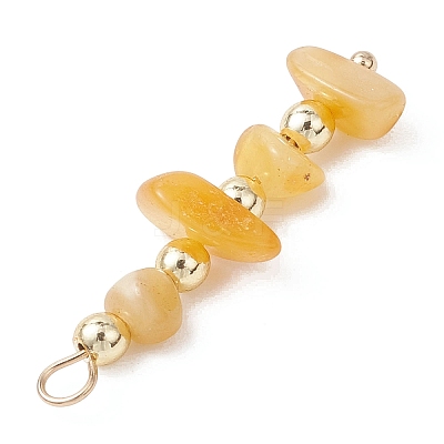 Natural Amber Chip with Round Electroplate Synthetic Non-magnetic Hematite Pendants PALLOY-JF05007-1